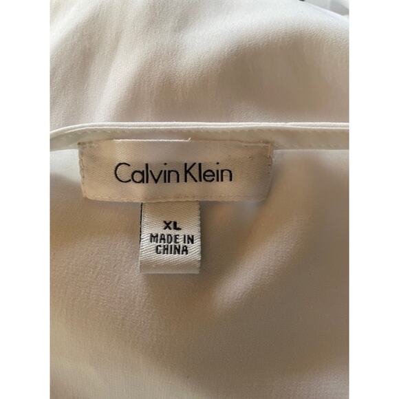 Calvin Klein Women's Size XL Long Sleeve V-Neck‎ Blouse White - Picture 4 of 5